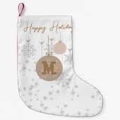 Stijlvolle monogrammen bruine en grijze sneeuwvlok kleine kerstsok (Voorkant)