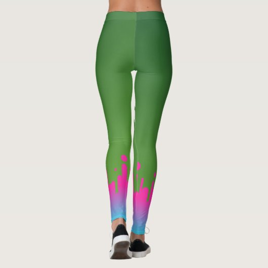 Stijlvolle monogrammen groene roze blauwe gradiënt leggings (Achterkant)