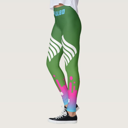 Stijlvolle monogrammen groene roze blauwe gradiënt leggings (Links)