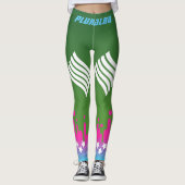 Stijlvolle monogrammen groene roze blauwe gradiënt leggings (Voorkant)