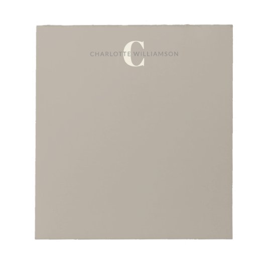 Stijlvolle monogrammen Naam Chic Rustic Taupe Notitieblok (Voorkant)