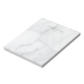 Stijlvolle monogrammen naam in witte grijze marmer notitieblok (Linkerzijde)