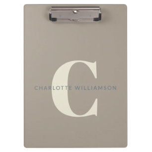 Stijlvolle monogrammen Naam Professional Taupe Bro Klembord