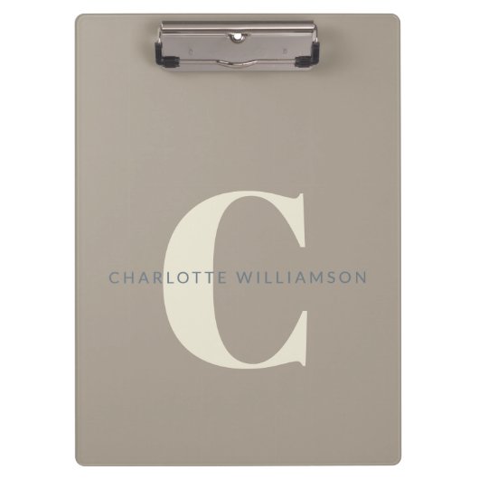 Stijlvolle monogrammen Naam Professional Taupe Bro Klembord (Voorkant)