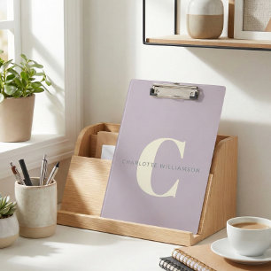 Stijlvolle monogrammen Naam Professioneel Lila Klembord