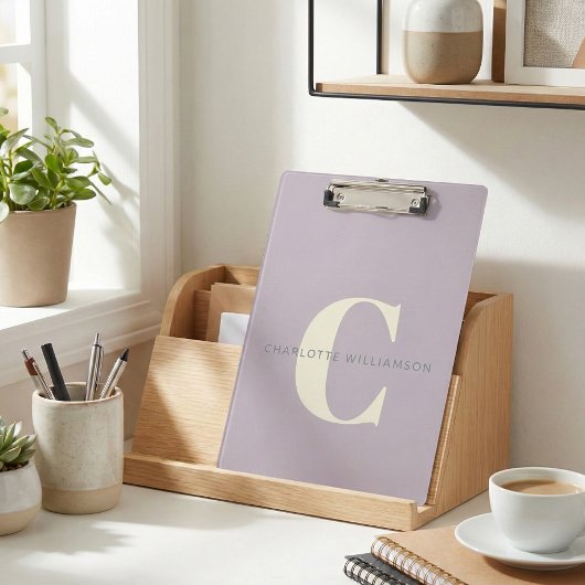 Stijlvolle monogrammen Naam Professioneel Lila Klembord