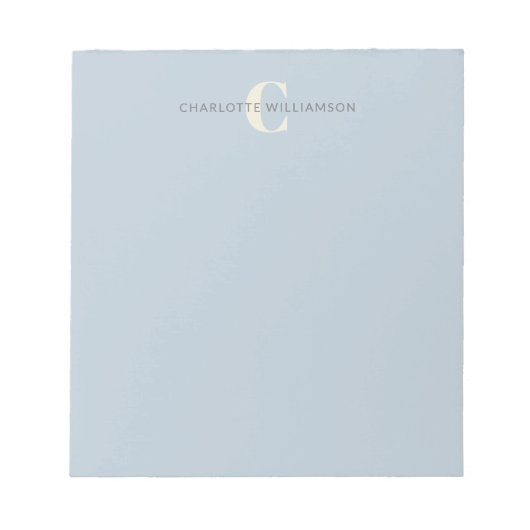 Stijlvolle Monogramnaam Chic Light Blue Notitieblok (Voorkant)