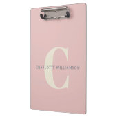 Stijlvolle Monogramnaam Professionele Blush Pink Klembord (Links)