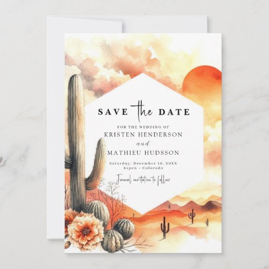 Stijlvolle mooie Cactus bruiloft Save The Date (Voorkant)
