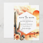 Stijlvolle mooie Cactus bruiloft Save The Date (Voorkant / Achterkant)