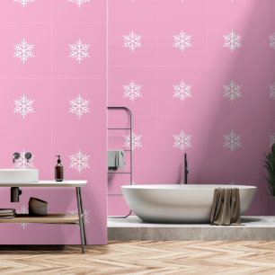 Stijlvolle mooie Noordse sneeuwvlokken op pastelro Behang