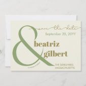 Stijlvolle mos en olijfgroen moderne bruiloft save the date (Voorkant)