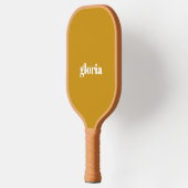 Stijlvolle mosterd geel effen aangepaste naam pickleball paddle (Links)
