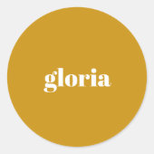 Stijlvolle mosterd geel effen aangepaste naam ronde sticker (Voorkant)