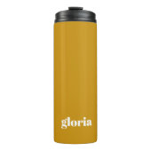 Stijlvolle mosterd geel effen aangepaste naam thermosbeker (Voorkant)