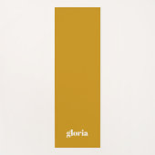 Stijlvolle mosterd geel effen aangepaste naam yogamat (Voorkant)