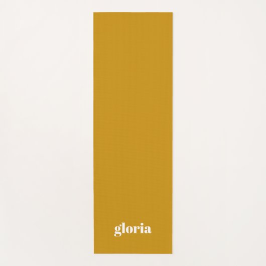 Stijlvolle mosterd geel effen aangepaste naam yogamat (Voorkant)