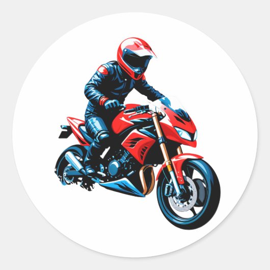 🏍️ Stijlvolle Motorrijder Klassieke Vintage Snelh Ronde Sticker (Voorkant)