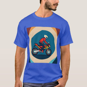 Stijlvolle motorrijder op retrofiets t-shirt