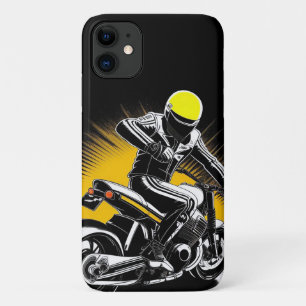Stijlvolle motorrijder rijdend op een cruiserfiets Case-Mate iPhone case