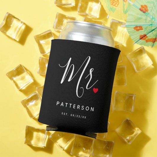 Stijlvolle Mr Custom Last Name & Date Wedding Blikjeskoeler (Insitu Zomer)