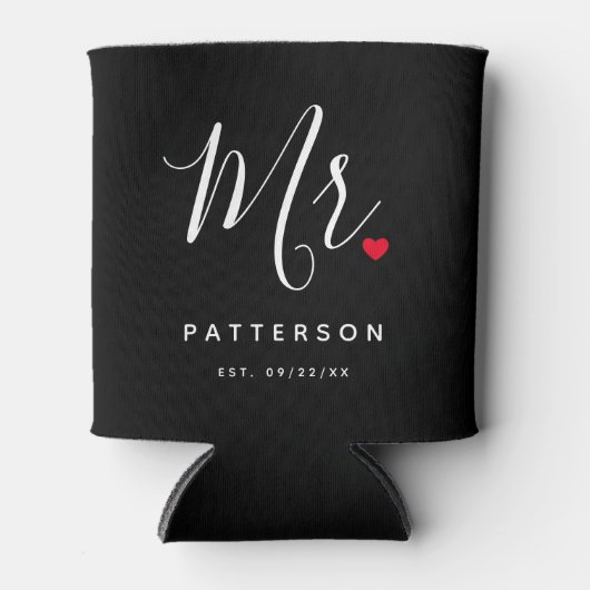Stijlvolle Mr Custom Last Name & Date Wedding Blikjeskoeler (Voorkant)