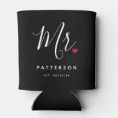 Stijlvolle Mr Custom Last Name & Date Wedding Blikjeskoeler (Achterkant)
