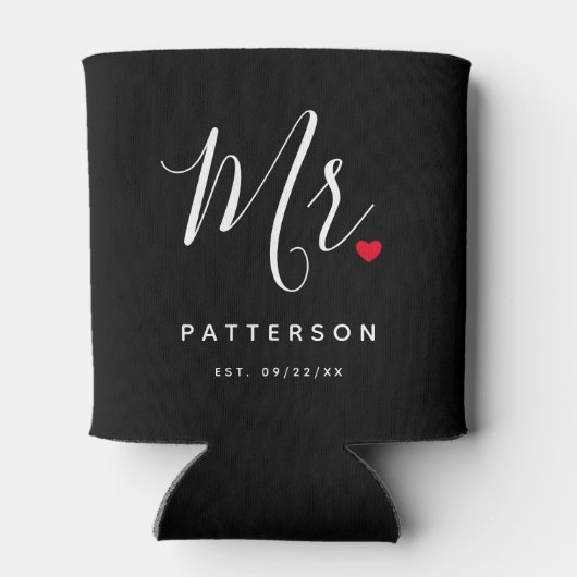Stijlvolle Mr Custom Last Name & Date Wedding Blikjeskoeler (Achterkant)