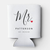 Stijlvolle Mr Custom Last Name & Date Wedding Blikjeskoeler (Achterkant)