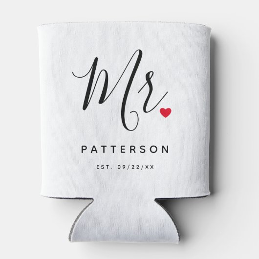 Stijlvolle Mr Custom Last Name & Date Wedding Blikjeskoeler (Achterkant)