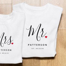 Stijlvolle Mr Custom Last Name & Date Wedding T-shirt