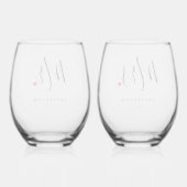 Stijlvolle Mr & Mrs Custom Achternaam & Datum Huwe Wijnglas Zonder Voet (Achterkant)