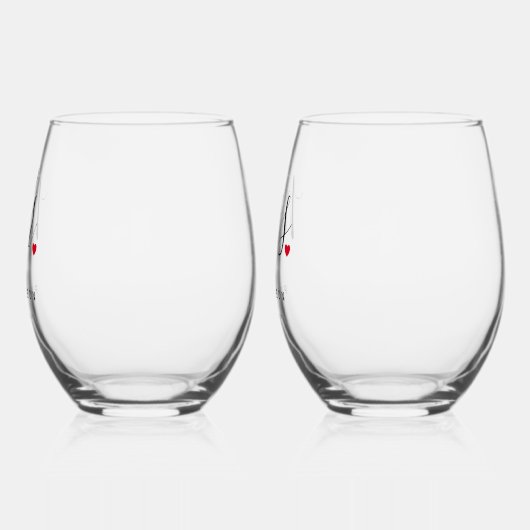 Stijlvolle Mr & Mrs Custom Achternaam & Datum Huwe Wijnglas Zonder Voet (Links)