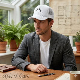Stijlvolle Mr. Text Hoed – Bruidegom Trucker Cap C