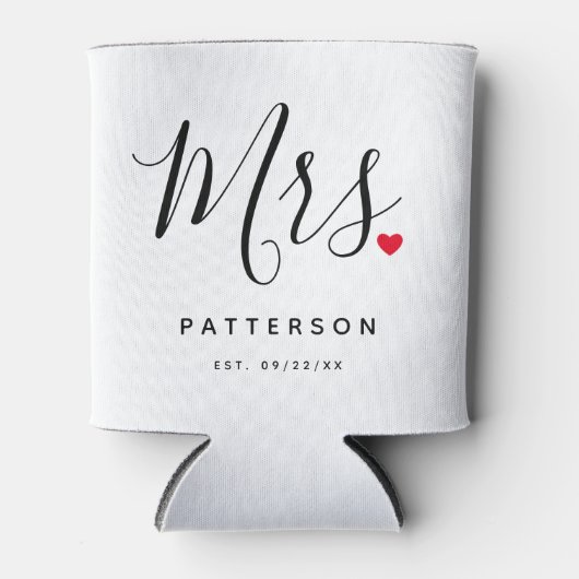 Stijlvolle Mrs Custom Last Name & Date Wedding Blikjeskoeler (Voorkant)