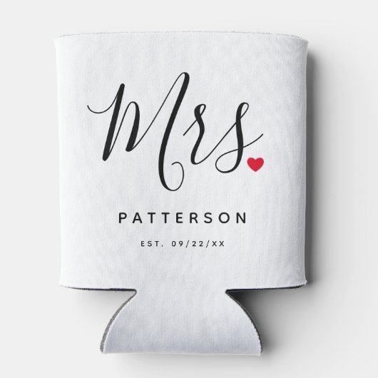 Stijlvolle Mrs Custom Last Name & Date Wedding Blikjeskoeler (Achterkant)