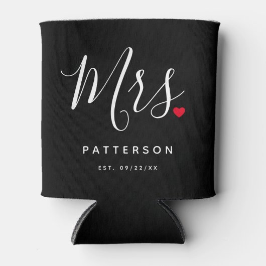 Stijlvolle Mrs Custom Last Name & Date Wedding Blikjeskoeler (Voorkant)