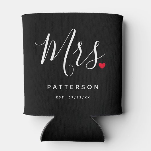 Stijlvolle Mrs Custom Last Name & Date Wedding Blikjeskoeler (Achterkant)