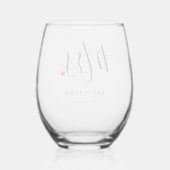 Stijlvolle Mrs Custom Last Name & Date Wedding Wijnglas Zonder Voet (Achterkant)