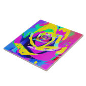 Stijlvolle multi gekleurde bloem tegeltje (Zijkant)