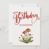 Stijlvolle Mushroom Botanical Happy Birthday Kaart (Voorkant)
