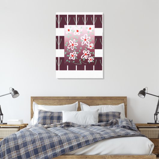Stijlvolle muurkunst met accenten van rood canvas afdruk (Insitu (Slaapkamer))