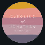 Stijlvolle muve en mosterdstriped Custom Wedding Ronde Sticker<br><div class="desc">Stijlvolle Mauve en Mustard Striped Custom Wedding Classic Round Sticker</div>