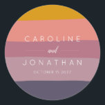 Stijlvolle muve en mosterdstriped Custom Wedding Ronde Sticker<br><div class="desc">Stijlvolle Mauve en Mustard Striped Custom Wedding Classic Round Sticker</div>
