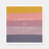 Stijlvolle muve en mosterdstriped Custom Wedding Servet (Voorkant)