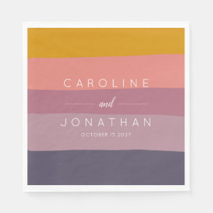 Stijlvolle muve en mosterdstriped Custom Wedding Servet