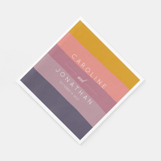 Stijlvolle muve en mosterdstriped Custom Wedding Servet (Hoek)