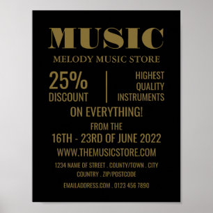 Stijlvolle muziekinstrumentenwinkel poster