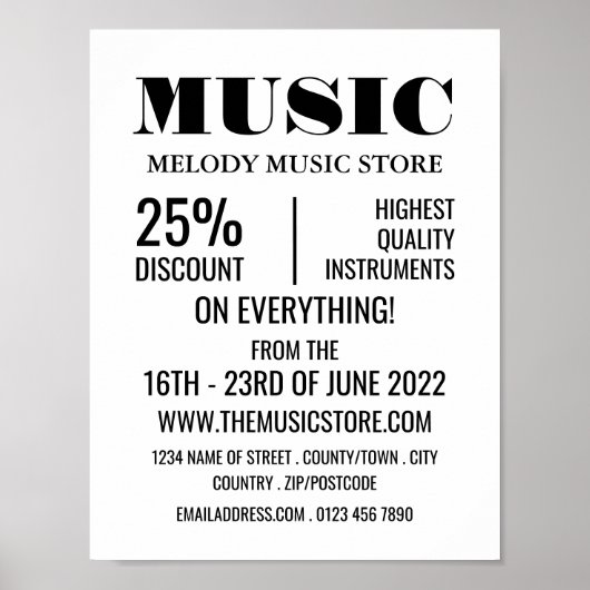 Stijlvolle muziekinstrumentenwinkel poster (Voorkant)