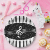 Stijlvolle muzieknoot en piano toetsen papieren bordje (Feest)